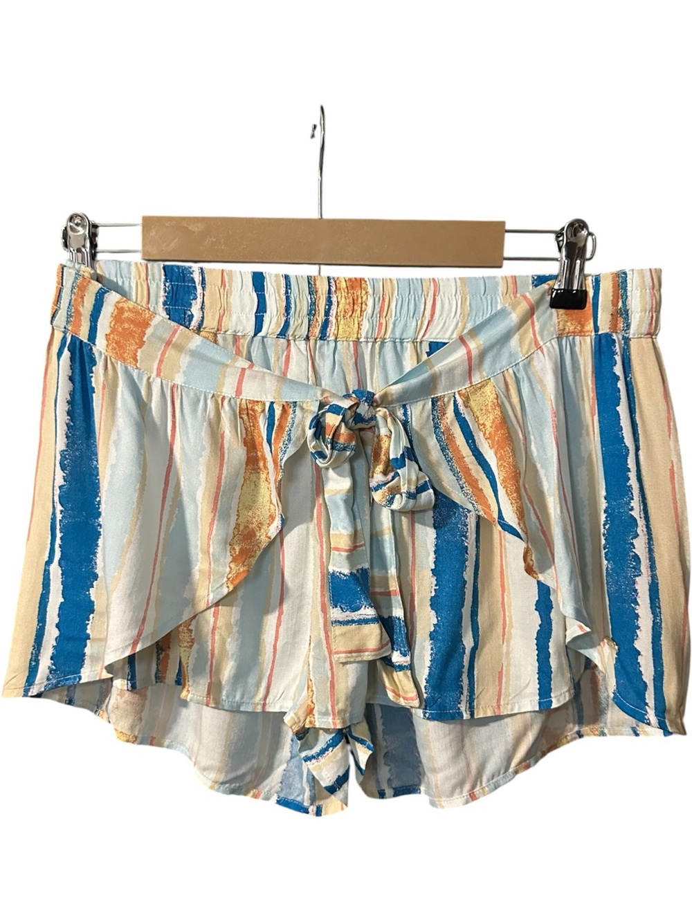 Roxy Stripe Lemon Chill Shorts NWT Orange Blue Size L